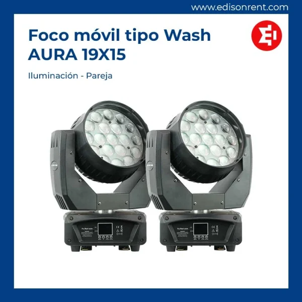 Foco móvil tipo Wash - AURA 19X15 - pareja